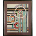 Framed abstract watercolour painting signed with a K monogram - 47cm x 38cm