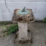 Pedestal concrete and bronze sundial. 60cm high