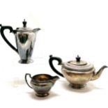 Silver 3 piece tea set by Daniel George Collins - total weight 1027g ~ water jug 19cm high & the