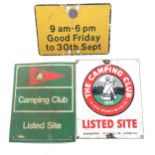 Original enamel The Camping Club of Great Britain & Ireland advertising sign - 25cm x 30cm with