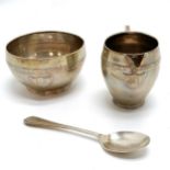 WWI period (1914/16/17) Roberts & Belk silver sugar basin + spoon & jug - basin 9.5cm diameter -