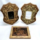 Antique picture of monks at leisure t/w 2 x Victorian shield shaped picture frames with applied
