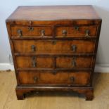 Antique flame Mahogany 6 drawer chest of drawers on bracket feet with drop handles 66cm x 38cm