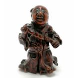 Antique 19th century or earlier Chinese root carving of a man - 10cm high and has good patina &