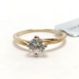 9ct hallmarked gold white stone solitaire ring - size P½ & 2g total weight ~ in unworn condition