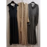 3 1960s lurex knitted evening dresses. Silver, long dress with jacket by 'Kati at Laura Phillips' in