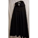 Clobber 1960's black wool cape with toggle fastenings