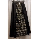 Victorian black satin skirt with heavily beaded lace front detail.