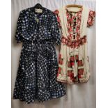 2 1950s cotton dresses. Dress and jacket with blue and white patterns by 'Rembrandt' in good