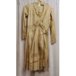 Early 20th century silk, midcalf dress insert with lace, buckle at waist; good condition. Chest