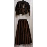 Victorian satin black and brown two piece, slightly frayed underams otherwise good condition