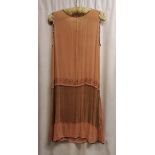 Silk beaded 1920s flapper dress, overall good used condition. Chest 90cm.