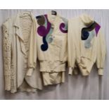 1980s embroidered fronts jacket and jumper matching in good condition, size 10. Together with