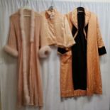 1940s quilted satin bed jacket by Slenderella in good condition. Together with 1940s knitted and