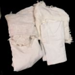 Four white victorian bedspreads, double size incl knitted and marcellas