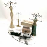 3 x jewellery stands in the form of female torsos - tallest 42cm t/w 2 boxes, a fascinator &