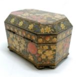 Antique Kashmir box with a hinged lid with profuse decoration - 16cm x 11cm x 10cm high - slight