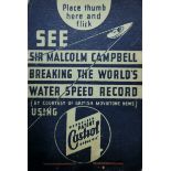 Advertising: Castrol Flick Book a 'Sir Malcolm Campbell Breaking The World Water Speed Record '(by
