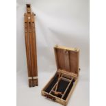 Artist's Easels etc, A Daler Rowney Beech travelling oil box- easel un-hinging to reveal easel for