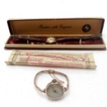 2 x 9ct gold vintage ladies mechanical wristwatches Accurist has original box (1 with 9ct gold