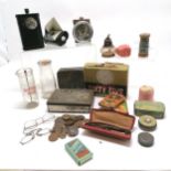 Qty of oddments inc bicycle lamps, Horlicks mixer, card games etc