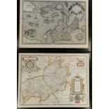 2 x framed vintage reproduction maps - Warwickshire/Leicestershire & Maritime Southeast Asia (in