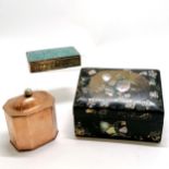 3 x boxes - antique papier mache small stationery box 18cm x 11cm x 12cm high (slight losses +