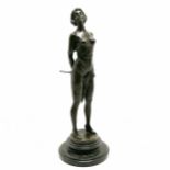 Contemporary bronze study of a semi-nude figure holding a riding crop after Bruno Zack - 36cm ~