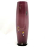 Tall art glass purple grounded vase with cane detail - Murano? - 46cm high & no obvious damage