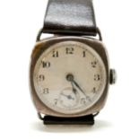 Gents silver cased oversized vintage Swiss movement wristwatch (3cm across) - not running & slight