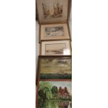 Quantity of assorted pictures to include : Lesley Taylor watercolour, wood. Indistinctly signed