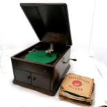 His Masters Voice 109 Gramophone player, 56cm x 44cm x38cm high T/W quantity of 78's including