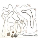 Qty of chains (some with pendants) inc pagan pentagram, locket etc - 91g total weight