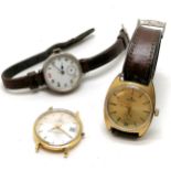 3 x vintage wristwatches inc Tissot visodate seastar 7 (lacks winder) in a gold plated case,