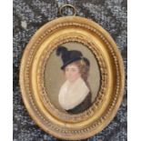 1876 Oval framed miniature, oil on card, ' Jane Gibb' a gift from her grandparents, bears artist's
