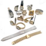 Qty of watches - mostly quartz inc gold tone Seiko t/w mechanical Sandoz bracelet watch (running)