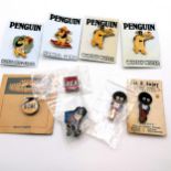 A quantity of enamel badges: BOAC by squire, BEA, two Golden Shred 'Golly' mascot badges, Dennis the