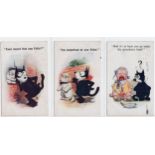3 x 1924 used postcards of Felix the cat ~ he was created in 1919 by Patrick 'Pat' Peter Sullivan (