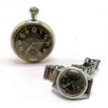 Military air ministry 1941 dated pocket watch (5cm diameter) - lacks ring top t/w Pierepont military