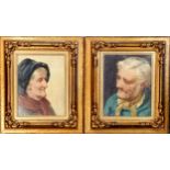 David W Haddon (d.1914) Cornish / Newlyn School, pair of framed oil on board, A pair of portraits