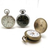 3 x vintage pocket watches inc railway timekeeper, railway regulator hunter etc - all a/f