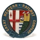 Cast aluminium Great Western Railway co garter crest plaque cast in Swindon foundry 1979 - 28.5cm