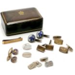 6 pairs of silver cufflinks incl. blue enamelled Rotary Club, Norwegian with moose detail and