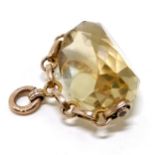 9ct hallmarked rose gold citrine swivel fob pendant with fancy link detail to swivel - total