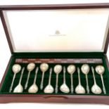 Birmingham mint cased set of 12 x silver apostle spoons + The Master (Jesus) spoon - silver weight