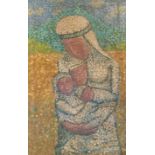 Artur Lakatos Hungarian Pontillism, unframed oil on canvas. Madonna and Child