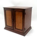 Antique mahogany collectors cabinet with 4 maple fronted drawers and maple door panels. 28cm high
