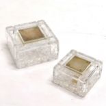 2 x moulded glass pin dishes with sterling silver inset lids by J B Chatterley & Sons Ltd -