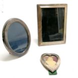 Antique sterling silver heart shaped photograph frame by Lawrence Emanuel (with later backing) t/w 2