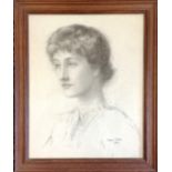 Framed original pastel portrait of Lillie Langtry by George 'Frank' Francis Miles (1852-91) -